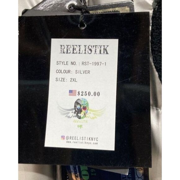 Reelistik Men's Silver Puffer Jacket 2XL With Hood Faux Fur Trim NWT - Picture 4 of 8